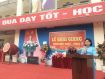 Cô Đặng Thị Thanh Huyền- Chủ tịch công đoàn trường dẫn chương trình của buổi Lễ khai giảng